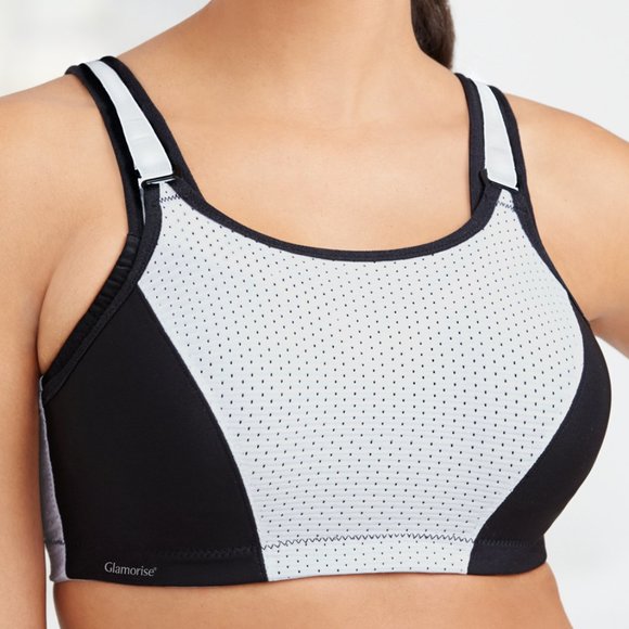 Glamorise SPORT Bra 36B (DOUBLE-LAYER) Wicking (PADDED-STRAPS) WHITE NEW - Picture 3 of 14